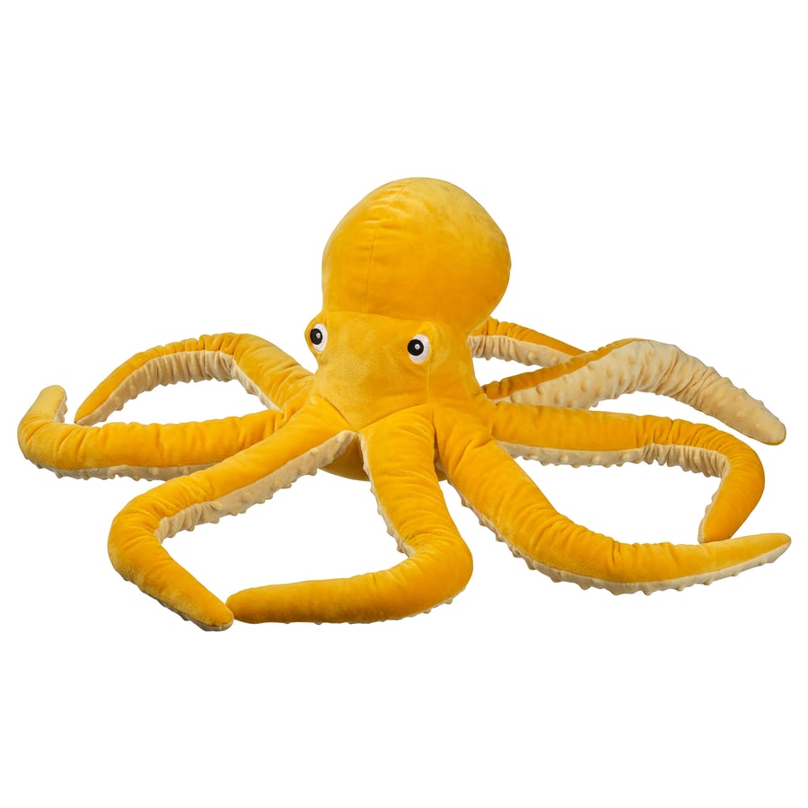 blåvingad, a yellow plush octopus